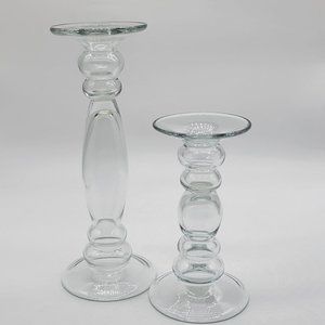 POTTERY BARN GLASS CANDLESTICK HOLDERS